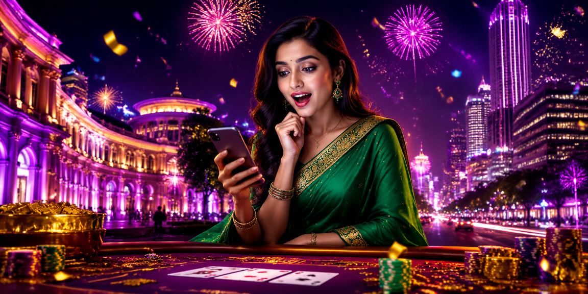 Delhi Connaught Place illuminated with casino ambiance and players