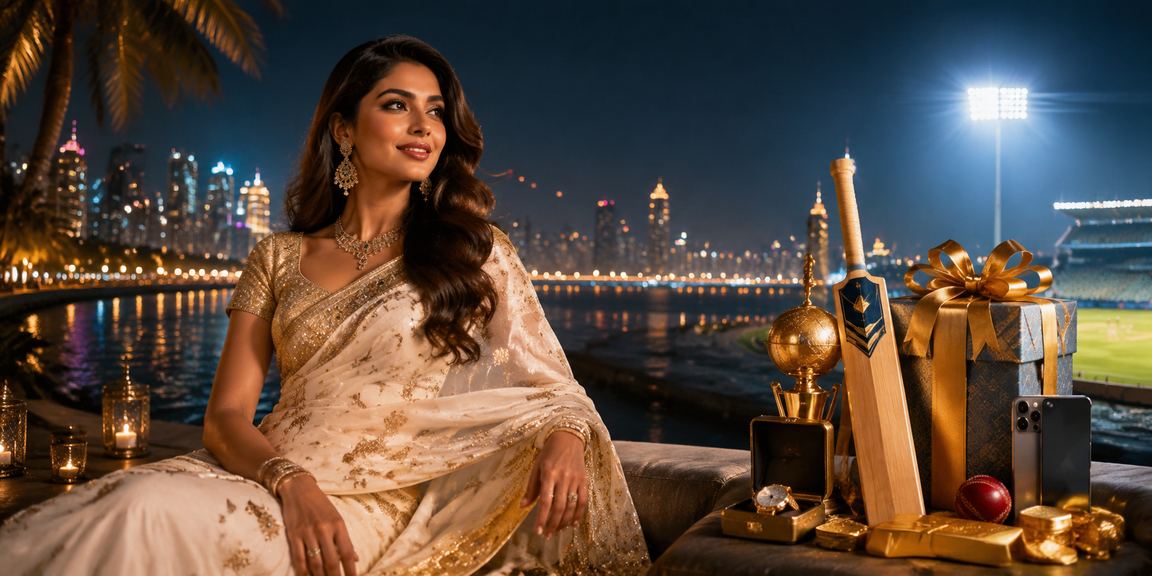 View of Mumbai Bandra with cricket betting theme in saree colors