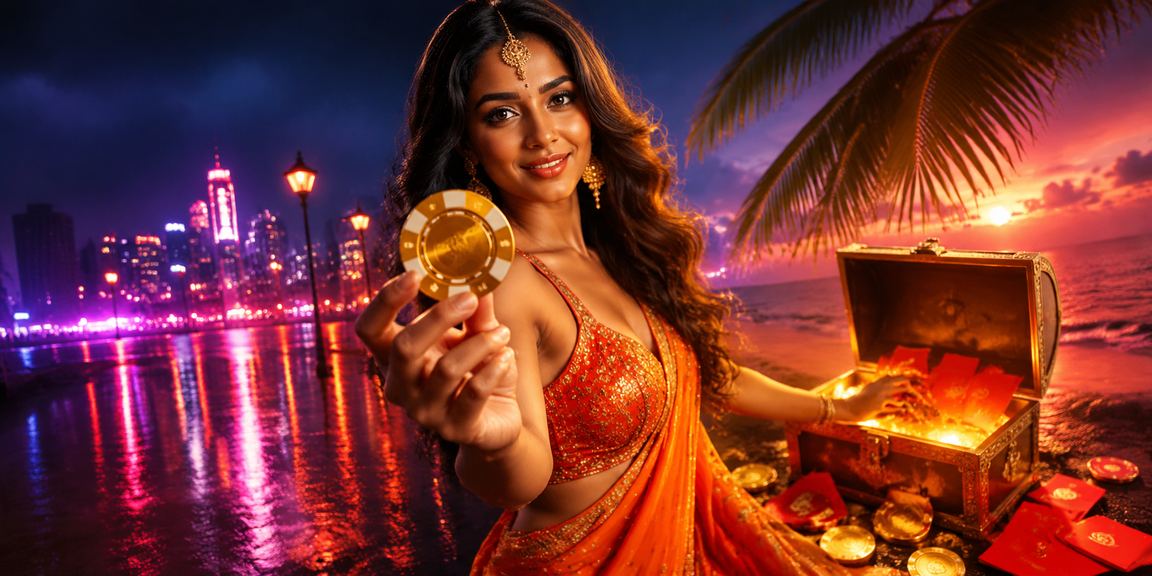 Player holding smartphone showing betting app on Mumbai beach